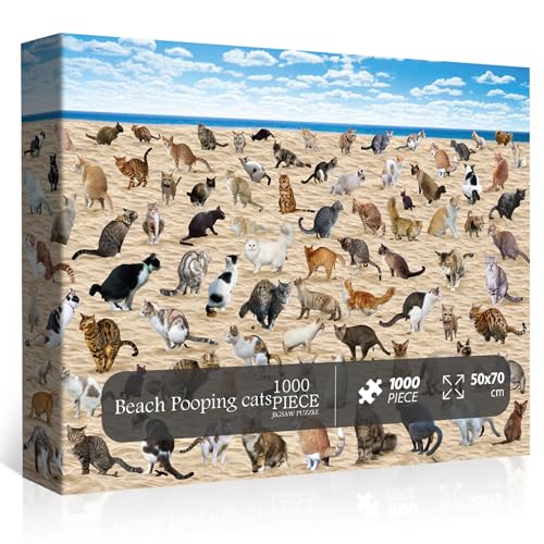 Beach Cat Puzzle 1000 Teile Puzzle für Erwachsene, Katzenpuzzles für Erwachsene Tierpuzzle, Kitty Pooping Puzzle als lustige Gag Home Decor Beach Cat Puzzle 1000 Teile Puzzle für Erwachsene, Katzenpuzzles für Erwachsene Tierpuzzle, Kitty Pooping Puzzle als lustige Gag Home Decor von BBOLDIN