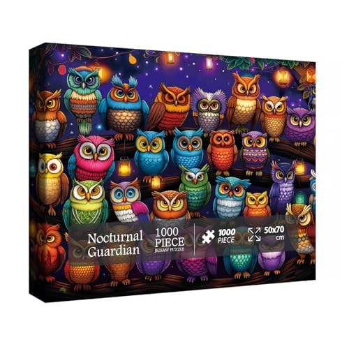 Buntes Eulen-Familien-Puzzle, 1000 Teile für Erwachsene, Naturvogel, Tier-Puzzle, Challengling, Nacht, Wald, Dschungel-Puzzle Buntes Eulen-Familien-Puzzle, 1000 Teile für Erwachsene, Naturvogel, Tier-Puzzle, Challengling, Nacht, Wald, Dschungel-Puzzle von BBOLDIN