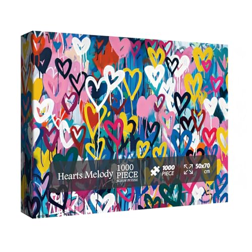 Buntes Herzform-Puzzle, 1000 Teile für Erwachsene, Liebes-Valentinstag-Puzzle, Regenbogen-Graffiti-Kunst-Puzzle als Herz-Themen-Geschenk von BBOLDIN