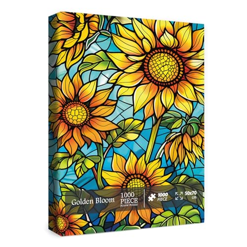 Buntglas-Sonnenblumen-Puzzle für Erwachsene, 1000 Teile, Blumen-Pflanzenkunst-Puzzle, buntes Garten-Puzzle Buntglas-Sonnenblumen-Puzzle für Erwachsene, 1000 Teile, Blumen-Pflanzenkunst-Puzzle, buntes Garten-Puzzle von BBOLDIN