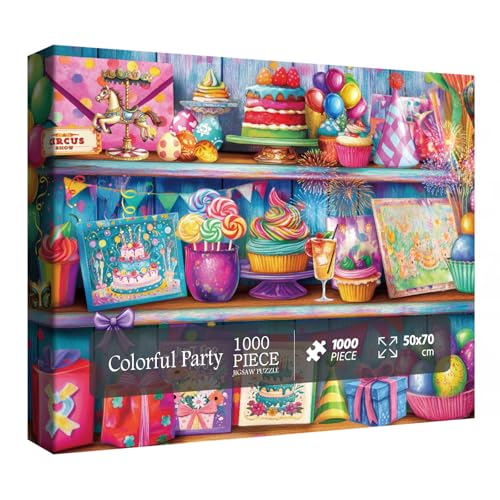 Geburtstagstortenpuzzle für Erwachsene, 1000 Teile, buntes Urlaubsparty-Puzzle, Pferd, Ostereier, Heißluftballon, Feuerwerk, Karnevalspuzzle Geburtstagstortenpuzzle für Erwachsene, 1000 Teile, buntes Urlaubsparty-Puzzle, Pferd, Ostereier, Heißluftballon, Feuerwerk, Karnevalspuzzle von BBOLDIN