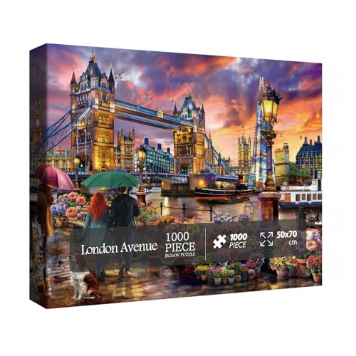 London Sonnenuntergang Landschaft Puzzle 1000 Teile für Erwachsene, Europa Stadt Reise Puzzle, Blumenboot Scenic Puzzle für Wohnkultur London Sonnenuntergang Landschaft Puzzle 1000 Teile für Erwachsene, Europa Stadt Reise Puzzle, Blumenboot Scenic Puzzle für Wohnkultur von BBOLDIN