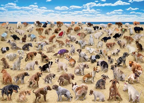 Lustige Hundepuzzles Hunde 1000 Teile Puzzle für Erwachsene, Strand Tier Jigsaw Puzzles, Gag Prank Puzzle als Home Party Dekorationen von BBOLDIN