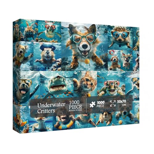 Lustiges Unterwasser-Tierpuzzle für Erwachsene 1000 Teile, Ozean-Tiere Collage Puzzle, Silly Sea Turtle Dog Puzzle Family Challenging Puzzle Lustiges Unterwasser-Tierpuzzle für Erwachsene 1000 Teile, Ozean-Tiere Collage Puzzle, Silly Sea Turtle Dog Puzzle Family Challenging Puzzle von BBOLDIN