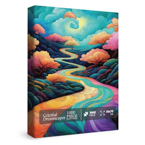 Magic Forest Puzzles für Erwachsene, 1000 Teile, Naturbaum, Berg, Fluss, Landschaft, Puzzle, Farbverlauf, bunte Kunst, anspruchsvolle Puzzles Magic Forest Puzzles für Erwachsene, 1000 Teile, Naturbaum, Berg, Fluss, Landschaft, Puzzle, Farbverlauf, bunte Kunst, anspruchsvolle Puzzles von BBOLDIN