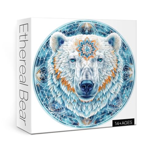 Mandala Eisbär Puzzle für Erwachsene 1000 Teile Rund Tier Form Puzzle Natur Puzzles der Tierwelt von BBOLDIN