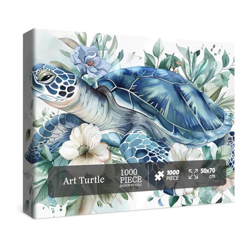 Meeresschildkröte Puzzle Pflanzenpuzzles für Erwachsene 1000 Teile Puzzles, Blumenmalerei Kunst Jigsaw Puzzle 1000 Teile Natur Puzzle, schwierige Harte Herausfordernde Puzzles für Erwachsene von BBOLDIN