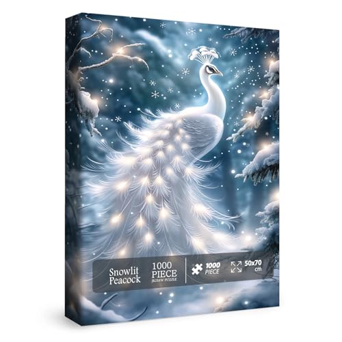 Pfau Winterszene Puzzle für Erwachsene 1000 Teile Weiß Vogel Tier Puzzle Schnee Wald Landschaft Puzzle Pfau Winterszene Puzzle für Erwachsene 1000 Teile Weiß Vogel Tier Puzzle Schnee Wald Landschaft Puzzle von BBOLDIN