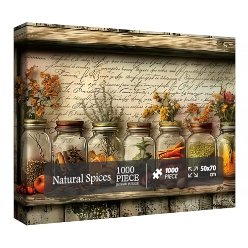 Vintage Puzzle für Erwachsene 1000 Teile, Blumen-Pflanzen-Puzzle, herausforderndes Essen Küche Blumenpuzzle von BBOLDIN