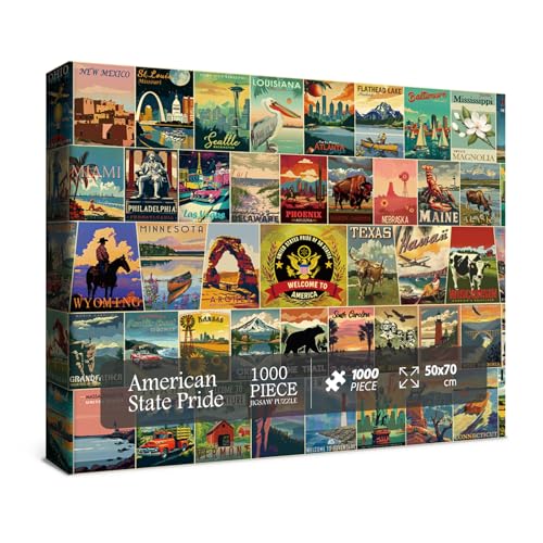 Vintage United States Pride Puzzles für Erwachsene 1000 Teile, American Travel Landmarks Landscape Jigsaw Puzzles, Pretty Nature Alaska Arizona Scenic Puzzle Vintage United States Pride Puzzles für Erwachsene 1000 Teile, American Travel Landmarks Landscape Jigsaw Puzzles, Pretty Nature Alaska Arizona Scenic Puzzle von BBOLDIN