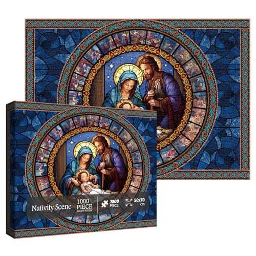 Weihnachtskrippe aus getöntem Glas für Erwachsene, 1000 Teile, christliche Kunst, Jesus, religiöse Puzzle, religiöses Puzzle, Heimdekoration Weihnachtskrippe aus getöntem Glas für Erwachsene, 1000 Teile, christliche Kunst, Jesus, religiöse Puzzle, religiöses Puzzle, Heimdekoration von BBOLDIN