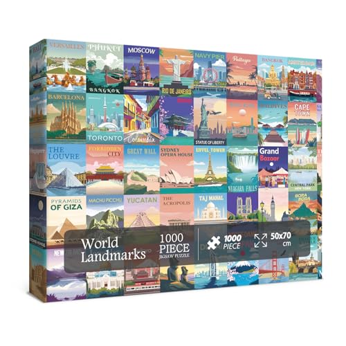 World Landmarks Travel Puzzles 1000 Pieces for Adult, Landscape Scene Art Jigsaw Puzzle of World Most Visited Tourist Attractions, Poster City Scenic Beautiful Scenery Puzzles World Landmarks Travel Puzzles 1000 Pieces for Adult, Landscape Scene Art Jigsaw Puzzle of World Most Visited Tourist Attractions, Poster City Scenic Beautiful Scenery Puzzles von BBOLDIN