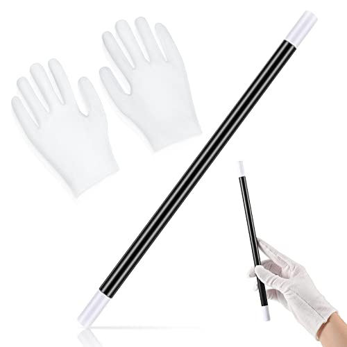 BBTO 9,6 Zoll Langer Zauberstab Kunststoff Schwarz und Weiß Trick Zauberstab mit Weißen Party Handschuhe für Zauberer Hexe Magier Kostüm Verkleidung Geburtstag Spiel Zubehör von BBTO