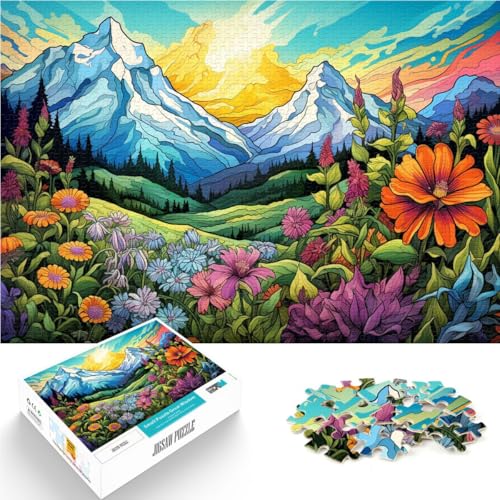 1000 Puzzleteile für Erwachsene Blumen und Berge pädagogische Herausforderung Stressabbau Urlaub zu Hause Zeit totschlagen 26x38cm von BBVNFLIR