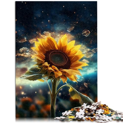 1000-Teile-Puzzle Erwachsene Sonnenblumenstern-Spaßspiele die ganze Familie mit vollständig ineinander greifenden zufällig geformten Teilen Teenager ab 14 Jahren 26x38cm von BBVNFLIR
