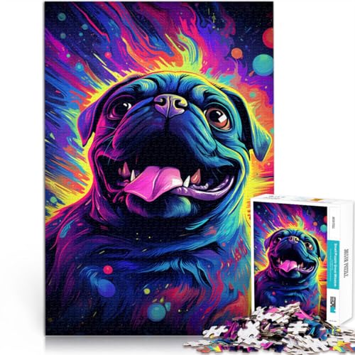 1000-teiliges Puzzle Erwachsene Wütender Mops Spiele Spielzeug Geschenk Herausforderung der Gehirnintelligenz süchtig machendes Spielzeug Teenager ab 14 Jahren 26x38cm von BBVNFLIR
