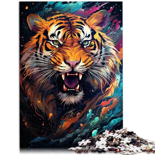 1000-teiliges Puzzle Erwachsene mit Aquarellmalerei und Tiger-Motiv Das Denkspiel eignet ganze Familie und Teenager ab 14 Jahren 26x38cm von BBVNFLIR