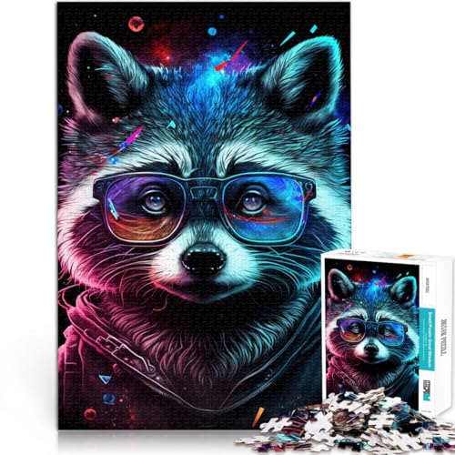 1000-teiliges Puzzle für Erwachsene „Cosmic Raccoon mit Brille“ Denkspiel herausfordernd Aber unterhaltsam und humorvoll 26x38cm 1000-teiliges Puzzle für Erwachsene „Cosmic Raccoon mit Brille“ Denkspiel herausfordernd Aber unterhaltsam und humorvoll 26x38cm von BBVNFLIR