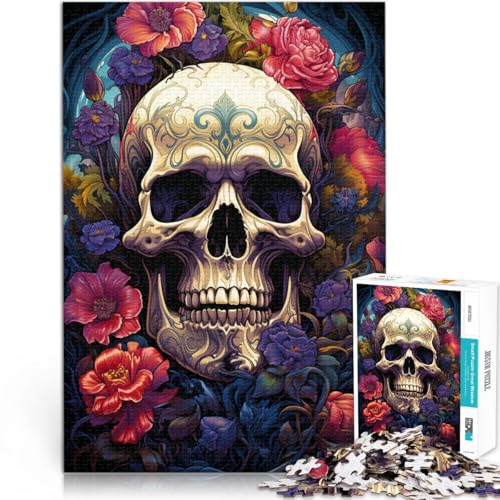 1000-teiliges Puzzle für Erwachsene „Rosen und Totenköpfe“ Lernspielzeug ganze Familie ab 14 Jahren 26x38cm von BBVNFLIR