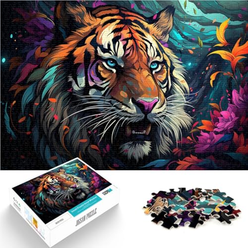 1000-teiliges Puzzle für Erwachsene „Wütender gewalttätiger Tiger“ Lernspiel Herausforderungsspielzeug ganze Familie 50x75cm von BBVNFLIR