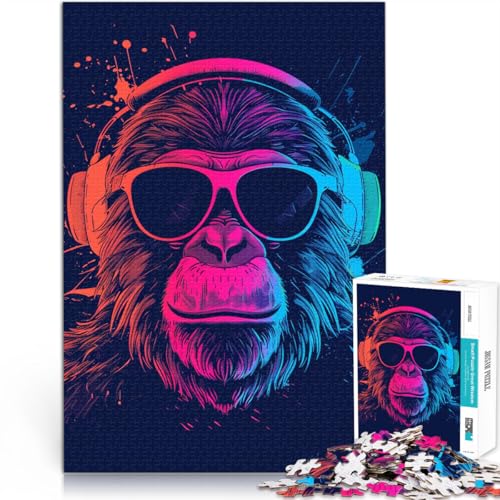 1000-teiliges Puzzle für Erwachsene Affenkopfhörer und Sonnenbrille Stressabbau Geburtstagsgeschenke für Teenager ab 14 Jahren 26x38cm 1000-teiliges Puzzle für Erwachsene Affenkopfhörer und Sonnenbrille Stressabbau Geburtstagsgeschenke für Teenager ab 14 Jahren 26x38cm von BBVNFLIR