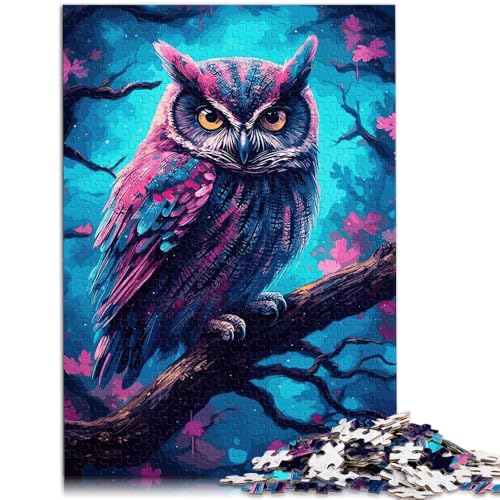 1000-teiliges Puzzle für Erwachsene Aquarell-Eule auf einem AST Lernspiele anspruchsvolles Spiel und Familienspiel für Teenager ab 14 Jahren 50x75cm von BBVNFLIR