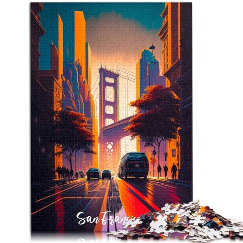 1000-teiliges Puzzle für Erwachsene Artsy San Francisco Quizspiel Herausforderung der Gehirnintelligenz Suchtspielzeug für 14-Jährige 26x38cm von BBVNFLIR