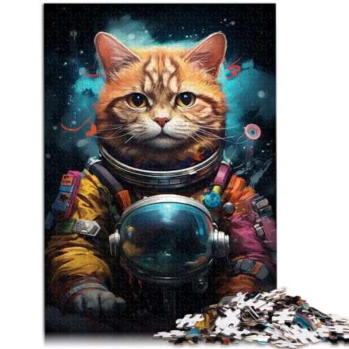 1000-teiliges Puzzle für Erwachsene Astronaut Katze Weltraum-Puzzle Lernspiele herausfordernd Aber unterhaltsam und humorvoll 26x38cm von BBVNFLIR