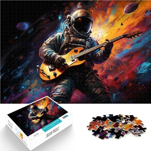 1000-teiliges Puzzle für Erwachsene Astronaut spielt Gitarre Quizspiel Stressabbau Urlaub zu Hause Zeitvertreib für Teenager ab 14 Jahren 26x38cm von BBVNFLIR