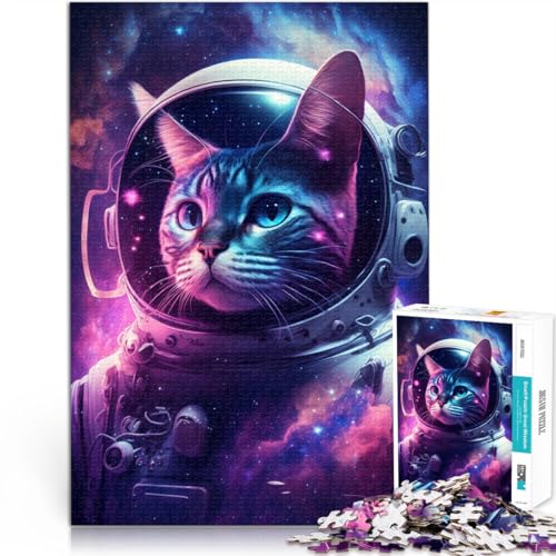 1000-teiliges Puzzle für Erwachsene Astronautenkunst Katzen-Puzzle Lernspiele Wanddekoration einzigartige Geburtstags 26x38cm von BBVNFLIR