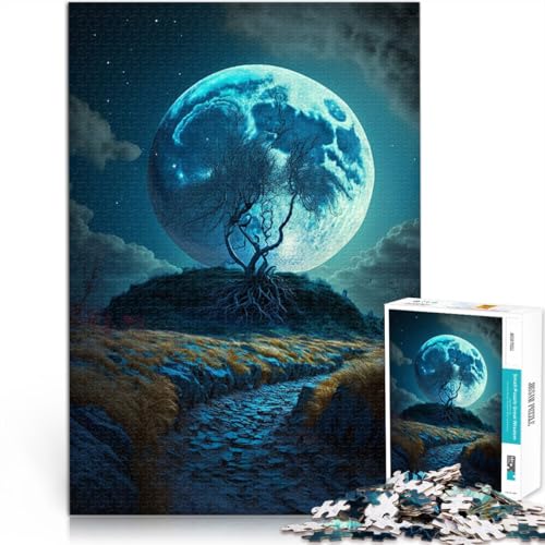 1000-teiliges Puzzle für Erwachsene Baum auf dem Mond Quizspiel Stressabbau schwierige Herausforderung geeignet für Jugendliche ab 14 Jahren 50x75cm von BBVNFLIR