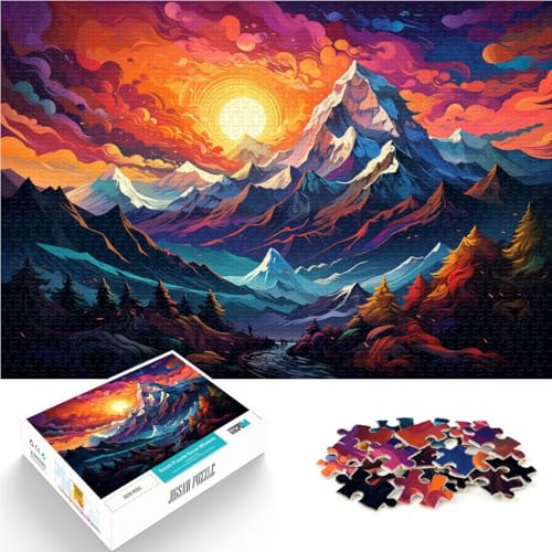 1000-teiliges Puzzle für Erwachsene Berge vor Sonnenuntergang Spielzeug Lernspiele Stressabbau Analyse und Logik für Teenager ab 14 Jahren 26x38cm von BBVNFLIR