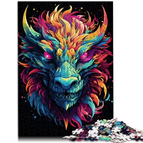 1000-teiliges Puzzle für Erwachsene Bizarres buntes Drachenspiel Spielzeug Tolle Geschenke und Spielzeuge Geeignet für Teenager ab 14 Jahren 26x38cm von BBVNFLIR