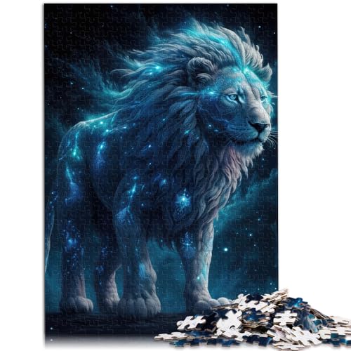 1000-teiliges Puzzle für Erwachsene Blauer kosmischer Löwe Denkspiel Lernspiel für Geburtstag Weihnachten Geeignet für Jugendliche ab 14 Jahren 50x75cm von BBVNFLIR