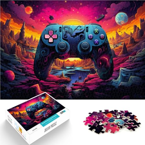 1000-teiliges Puzzle für Erwachsene Bunte Gamecontroller auf Planeten Quizspiel Geburtstagsgeschenk für Teenager ab 14 Jahren 50x75cm von BBVNFLIR