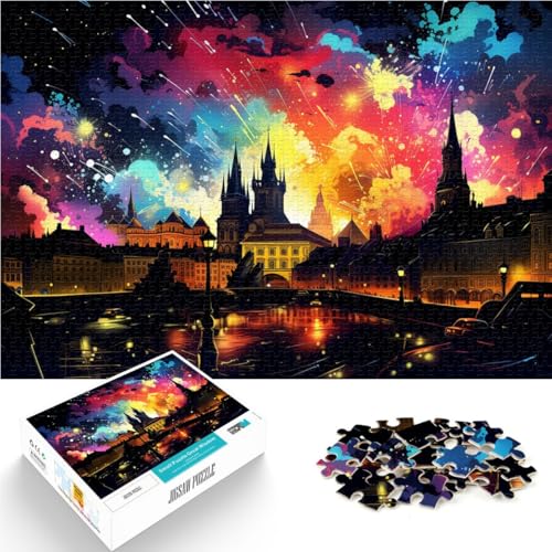 1000-teiliges Puzzle für Erwachsene Buntes Prager Quadrat-Puzzle Verbessert das Gedächtnis Geeignet für Jugendliche ab 14 Jahren 50x75cm von BBVNFLIR