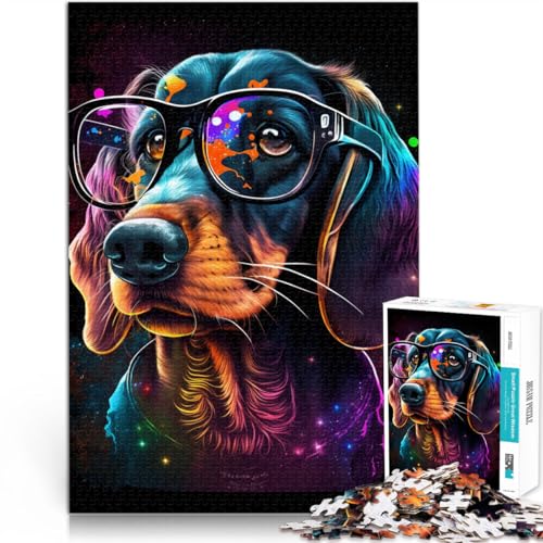 1000-teiliges Puzzle für Erwachsene Cosmic Chihuahua-Brille Lernspielzeug anspruchsvolles Spiel und Familienspiel für Kinder ab 14 Jahren 26x38cm von BBVNFLIR
