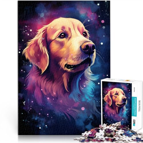 1000-teiliges Puzzle für Erwachsene Cosmic Golden Retriever Heimdekoration Puzzle Analyse und Logik für Teenager ab 14 Jahren 50x75cm von BBVNFLIR