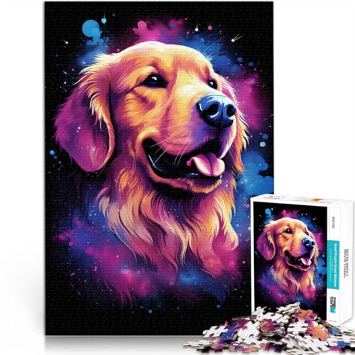 1000-teiliges Puzzle für Erwachsene Cosmic Golden Retriever interessante Puzzles zur Stressreduzierung Analyse und Logik für Kinder ab 14 Jahren 26x38cm von BBVNFLIR