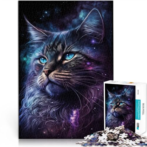 1000-teiliges Puzzle für Erwachsene Cosmic Maine Coon Cat Familienaktivitäts-Puzzle ganze Familie 26x38cm von BBVNFLIR