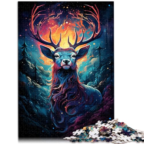 1000-teiliges Puzzle für Erwachsene Cosmic Psychedelic Deer Puzzle Lernspiele ganze Familie 50x75cm von BBVNFLIR