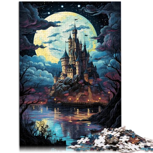1000-teiliges Puzzle für Erwachsene Dunkles Nachtschloss Spielzeug Denkspiel Lernspiel für Geburtstag Weihnachten für Kinder ab 14 Jahren 50x75cm von BBVNFLIR