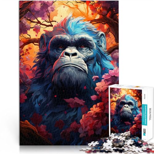 1000-teiliges Puzzle für Erwachsene EIN Gorilla-Blumen-Denkspiel Herausforderung für die Gehirnintelligenz süchtig machendes Spielzeug für Teenager ab 14 Jahren 26x38cm von BBVNFLIR