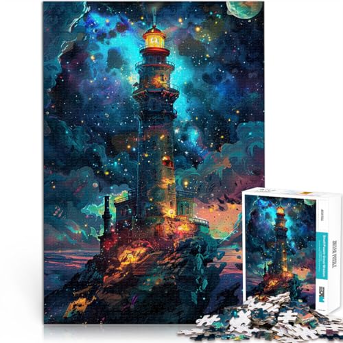 1000-teiliges Puzzle für Erwachsene EIN Leuchtturm-Nachthimmel Spiele Spielzeug Geschenk für die ganze Familie 50x75cm von BBVNFLIR