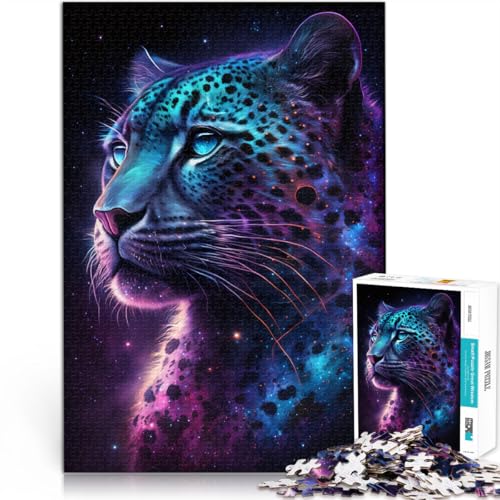 1000-teiliges Puzzle für Erwachsene Farbgalaxie Leopard Stressabbau-Spielzeug Herausforderung der Gehirnintelligenz süchtig machendes Spielzeug 26x38cm von BBVNFLIR
