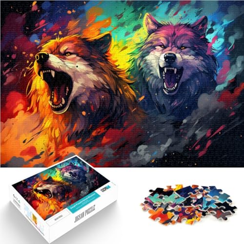 1000-teiliges Puzzle für Erwachsene Farbkunst-Wolf-Puzzle praktisches Spiel Lernspiel zum Geburtstag Weihnachten für 14-Jährige 50x75cm von BBVNFLIR