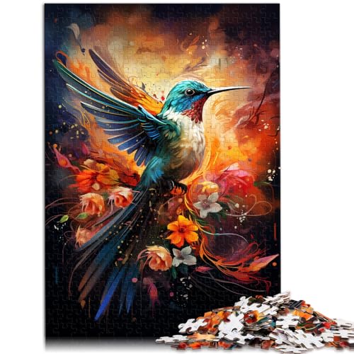 1000-teiliges Puzzle für Erwachsene Farbmalerei Kolibri entspannendes intellektuelles Lernspielzeug für Teenager ab 14 Jahren 26x38cm von BBVNFLIR