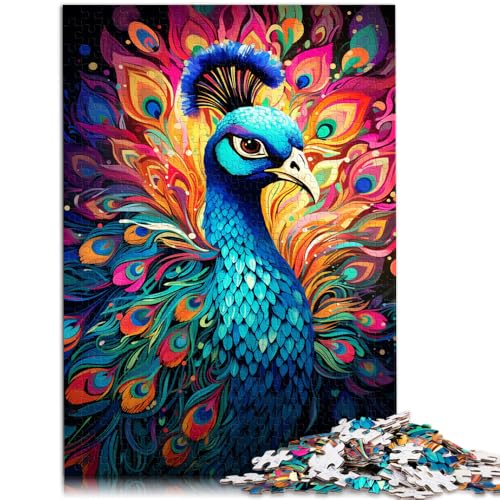 1000-teiliges Puzzle für Erwachsene Farbmalerei Pfau Familienunterhaltungsspielzeug Geburtstagsgeschenk für Teenager ab 14 Jahren 50x75cm von BBVNFLIR
