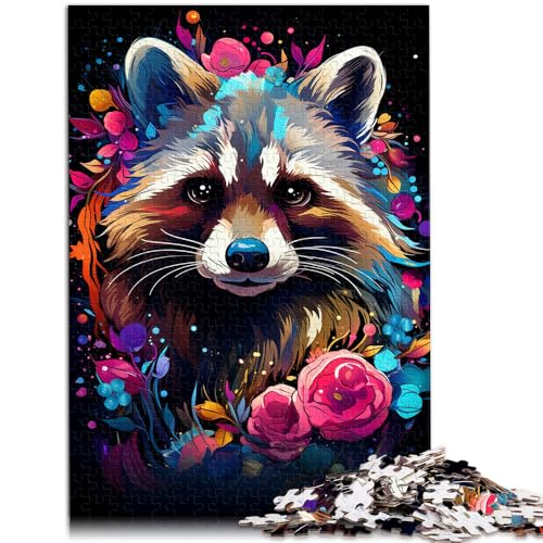 1000-teiliges Puzzle für Erwachsene Farbmalerei Waschbär Spielzeug Lernspiele Stressabbau Geburtstagsgeschenk für Teenager ab 14 Jahren 50x75cm von BBVNFLIR