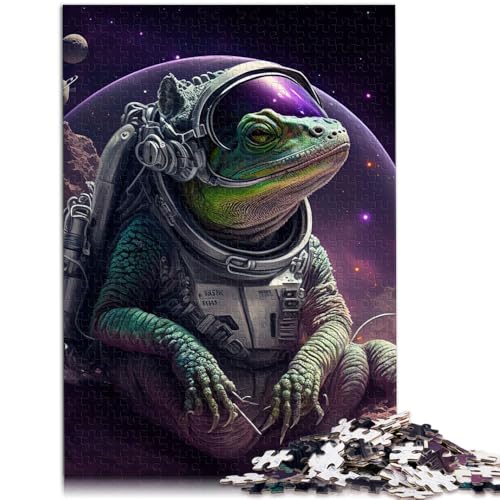 1000-teiliges Puzzle für Erwachsene Frosch Weltraum Astronaut Lernspiele herausfordernd Aber lustig und humorvoll 50x75cm von BBVNFLIR